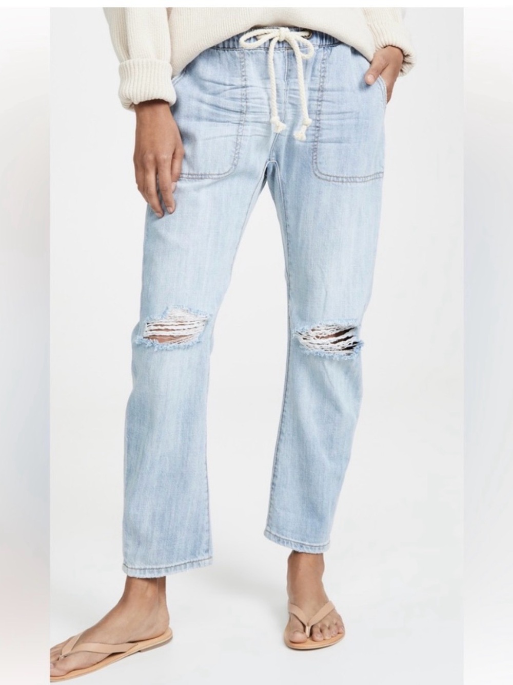 One Teaspoon Shabbies Boyfriend Drawstring Denim Pants